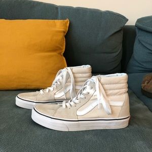 Cream Sk8-High vans with suede and canvas